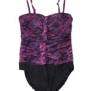 JESSICA Women Purple Snakeskin Mesh One Piece Suit